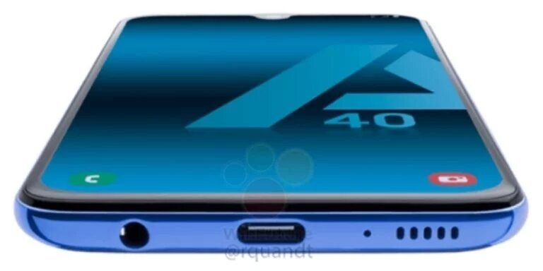 Нижняя грань смартфона в синем цвете