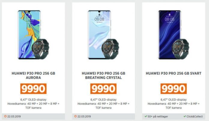 Цены на серию Huawei P30