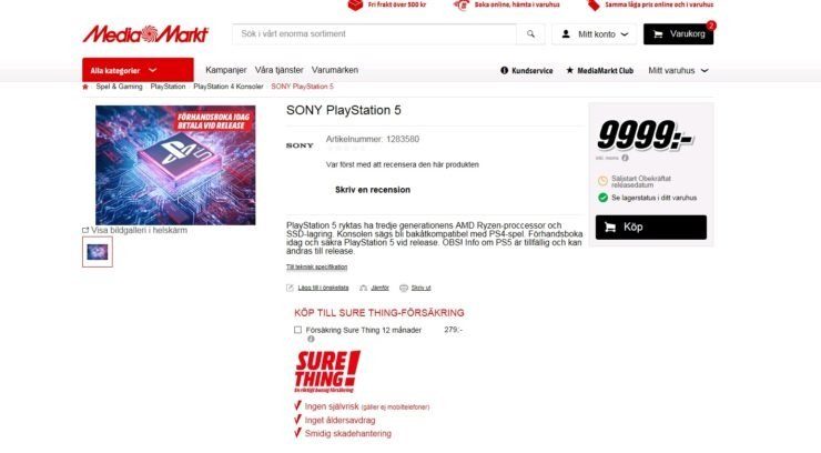 Sony PlayStation 5 появился в интернет-магазине