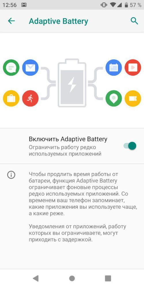 В Android 9 система сама может контролировать расход аккумулятора