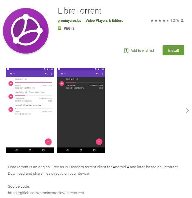 Приложение LibreTorrent