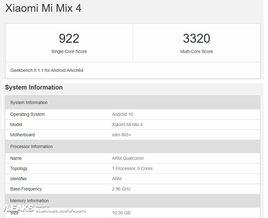 Появились данные о Xiaomi Mi Mix четвертого поколения