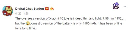 Информация про Xiaomi Mi 10 Youth Edition