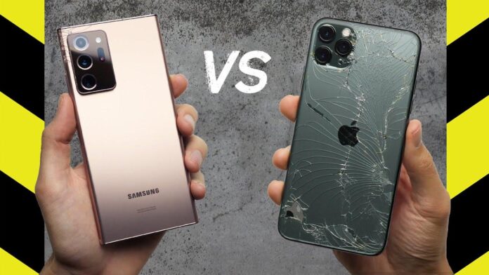 Тест на выживаемость: блогеры сравнили Samsung Galaxy Note 20 Ultra с iPhone 11 Pro Max