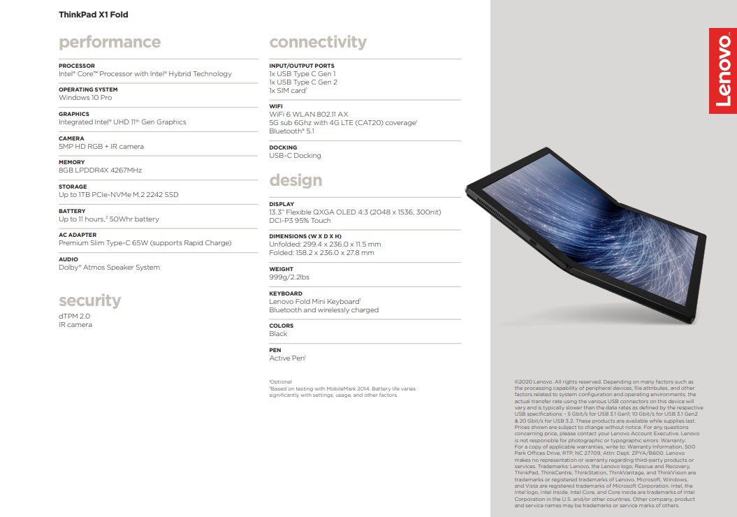 Lenovo выпустит первый ноутбук с гибким экраном в конце октября – ThinkPad X1 Fold