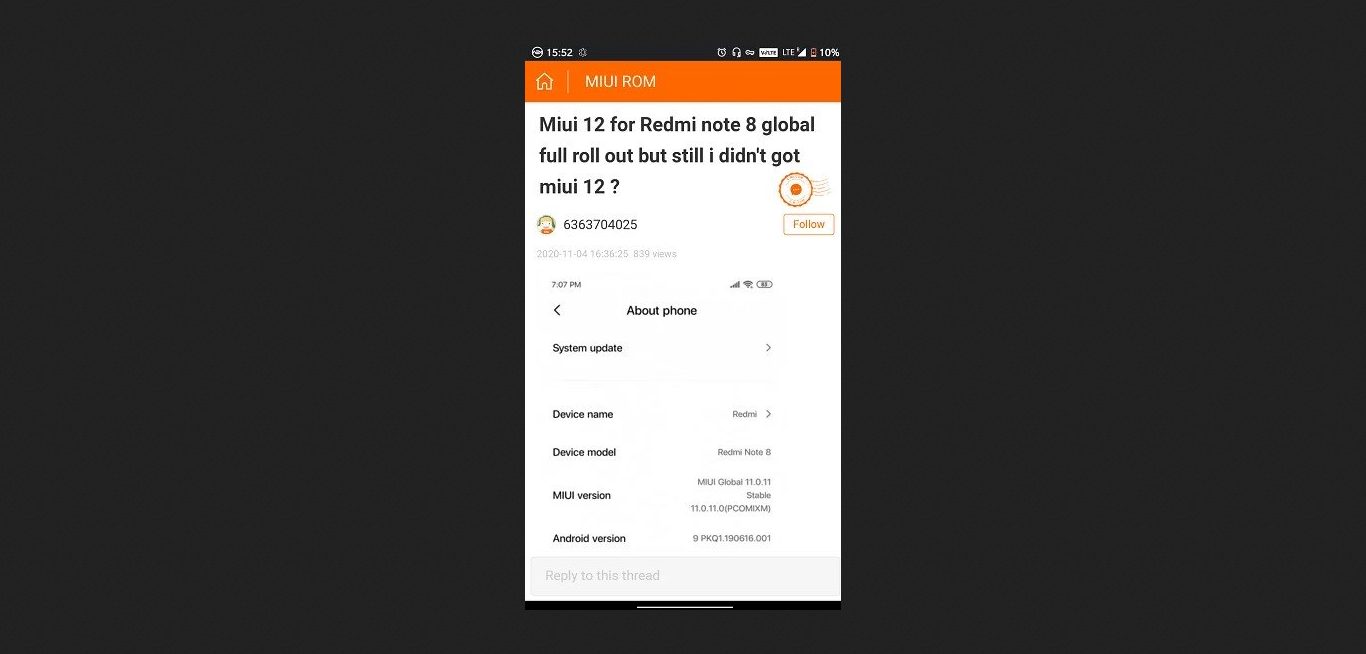 Xiaomi обещает устранить проблему с MIUI 12 для Redmi Note 8 
