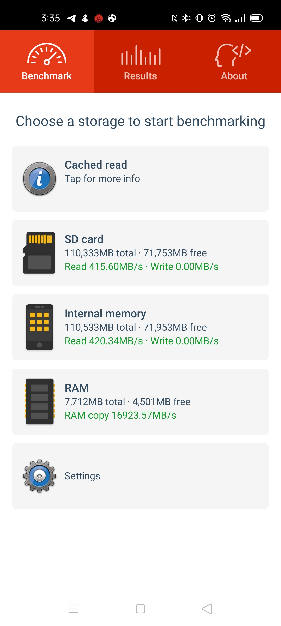 Тест оперативной памяти и накопителя Realme 7