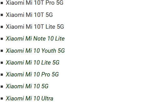 Список получателей MIUI 13 на основе Android 11