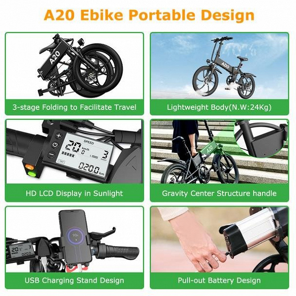ADO представила электрический велосипед с запасом хода 80 км