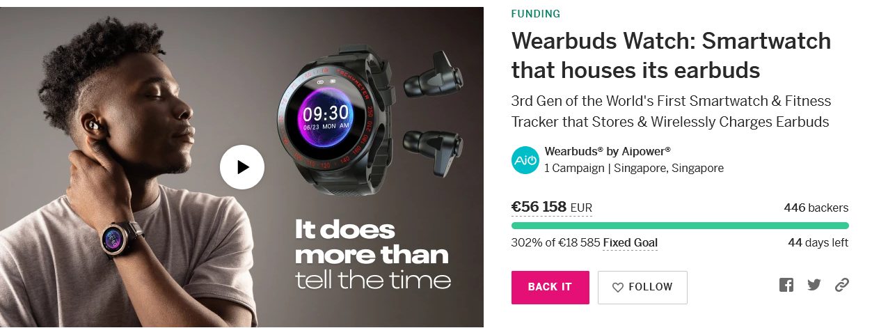 Умные часы Wearbuds с одноименными наушниками бьют рекорды популярности задолго до премьеры