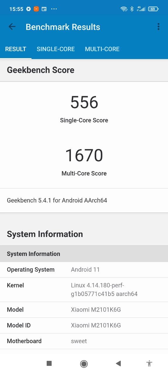 Тест GeekBench - Redmi Note 10 Pro