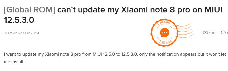 Владельцы Redmi Note 8 Pro жалуются на проблемы с обновлением MIUI 12.5