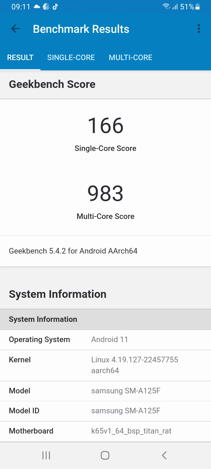 GeekBench - Samsung A12