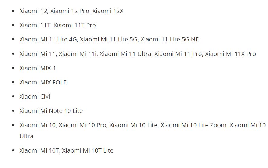 Приблизний список смартфонів, які отримають MIUI 13.5