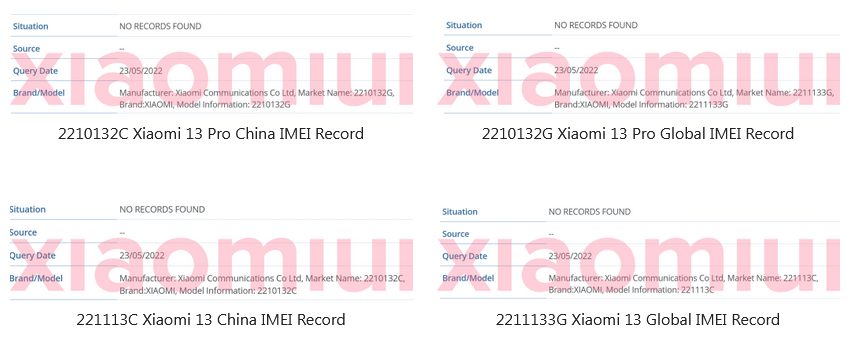 Xiaomi 13 засвітився в базі даних IMEI