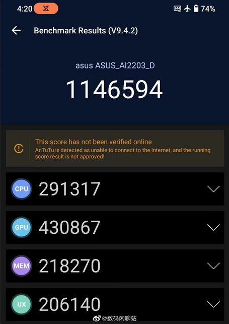 ASUS ROG Phone 6D с процессором Dimensity 9000+ появился в бенчмарке AnTuTu