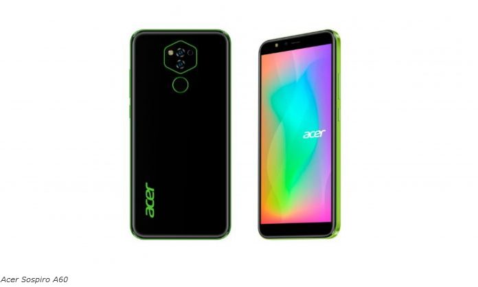 Представлен смартфон Acer Sospiro A60: 6-дюймовый дисплей, 8-Мп камера, аккумулятор емкостью 3 000 мА/ч. и многое другое