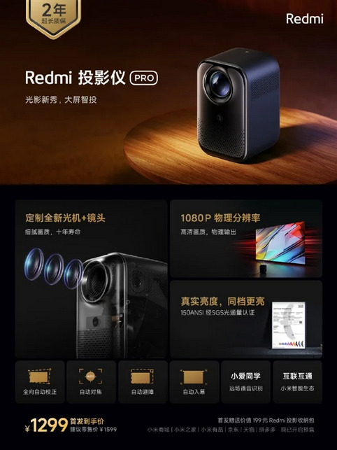 Redmi Projector и Projector Pro с разрешением 1080p. и чипом Amlogic T950D4 запущены по льготной цене 