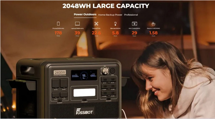 FOSSiBOT запускает солнечный генератор F2400 емкостью 2048 Вт/ч., продолжительность зарядки которого в быстром режиме составляет всего 1,5 часа 