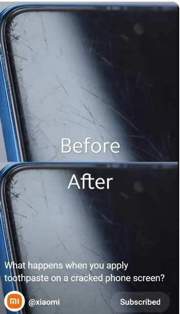 Xiaomi попереджає про шкоду використання зубної пасти на екрані смартфона, що тріснув
