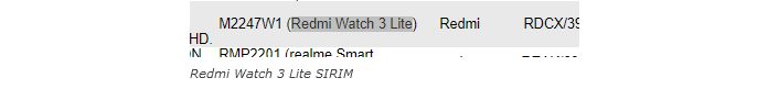 Смарт-часы Redmi Watch 3 Lite засветились на сайте сертификации SIRIM