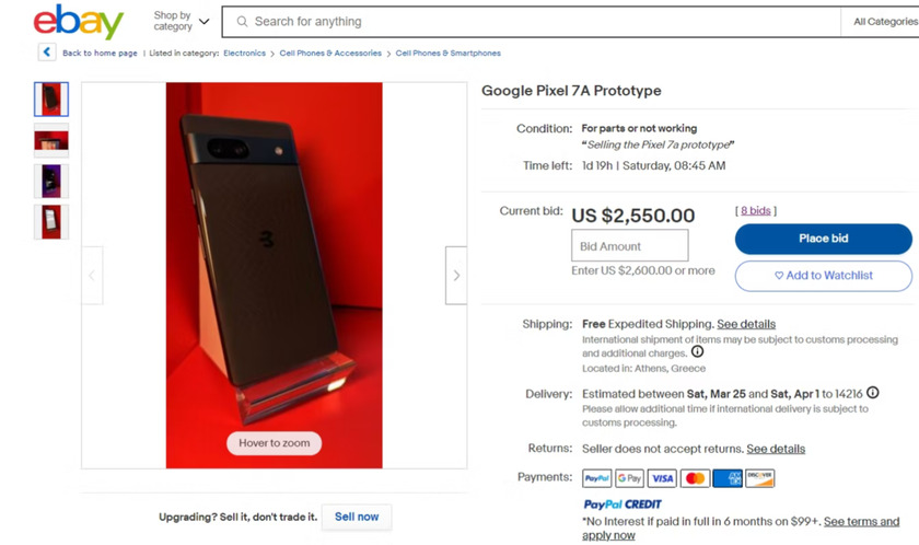 Прототип Google Pixel 7a просочился на eBay