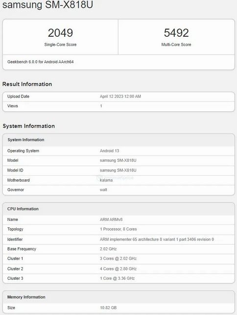 Планшетный ПК Samsung Galaxy Tab S9+ появился на Geekbench с разогнанной версией процессора Snapdragon 8 Gen 2