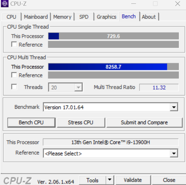 Тест в CPU-Z в режимі "Найвища продуктивність"