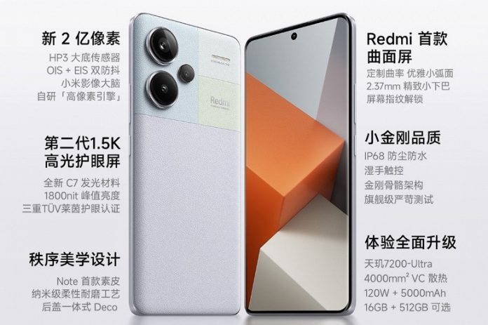 В КНР стартовали продажи 260-долларового Redmi Note 13 Pro+