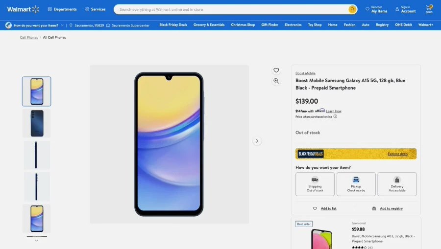 Walmart розкрив характеристики та ціну Galaxy A15 5G до офіційно дебюту