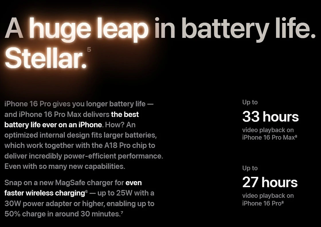 В Apple порівняли автономність iPhone 16 Pro Max і Samsung Galaxy S25 Ultra